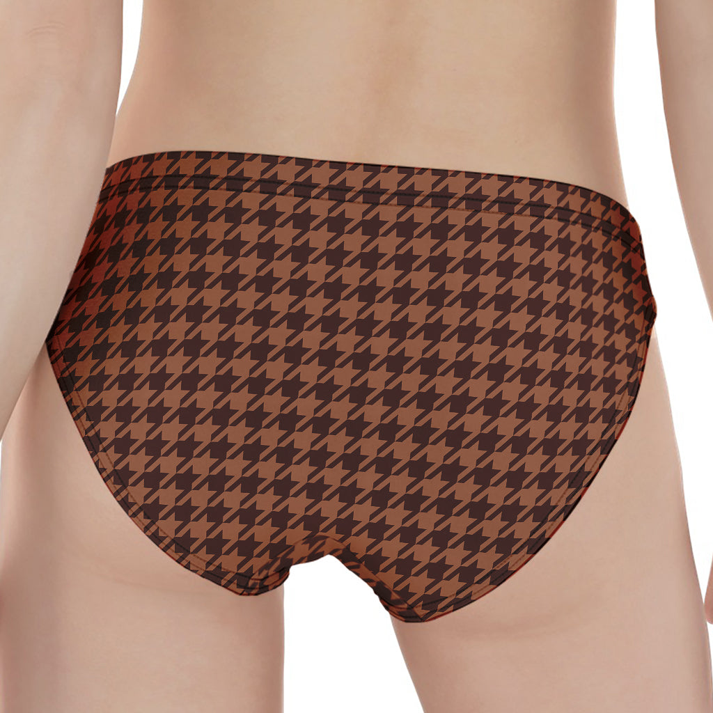 Red Brown Houndstooth Pattern Print Women's Panties