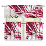 Red Cabbage Leaves Print 3 Piece Kitchen Curtains