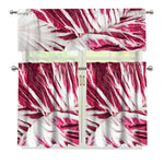 Red Cabbage Leaves Print 3 Piece Kitchen Curtains