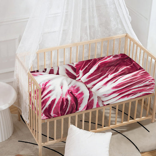 Red Cabbage Leaves Print Baby Crib Sheet