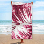 Red Cabbage Leaves Print Beach Towel
