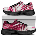 Red Cabbage Leaves Print Black Chunky Shoes