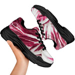 Red Cabbage Leaves Print Black Chunky Shoes