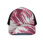 Red Cabbage Leaves Print Black Mesh Trucker Cap