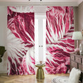 Red Cabbage Leaves Print Dimout Pencil Pleat Curtains