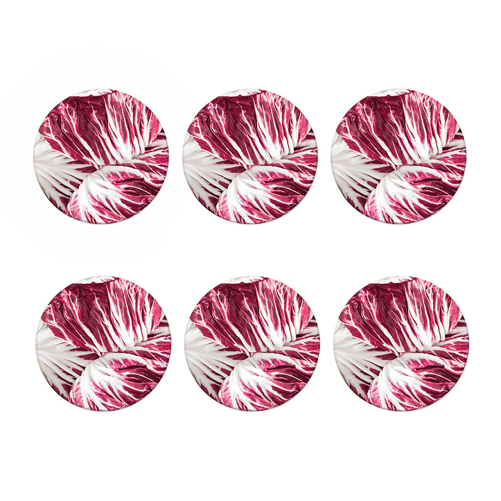 Red Cabbage Leaves Print Coaster Set