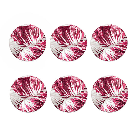 Red Cabbage Leaves Print Coaster Set