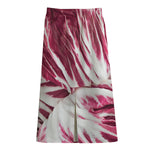 Red Cabbage Leaves Print Cotton Front Slit Maxi Skirt