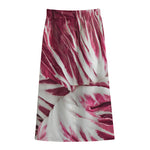 Red Cabbage Leaves Print Cotton Front Slit Maxi Skirt