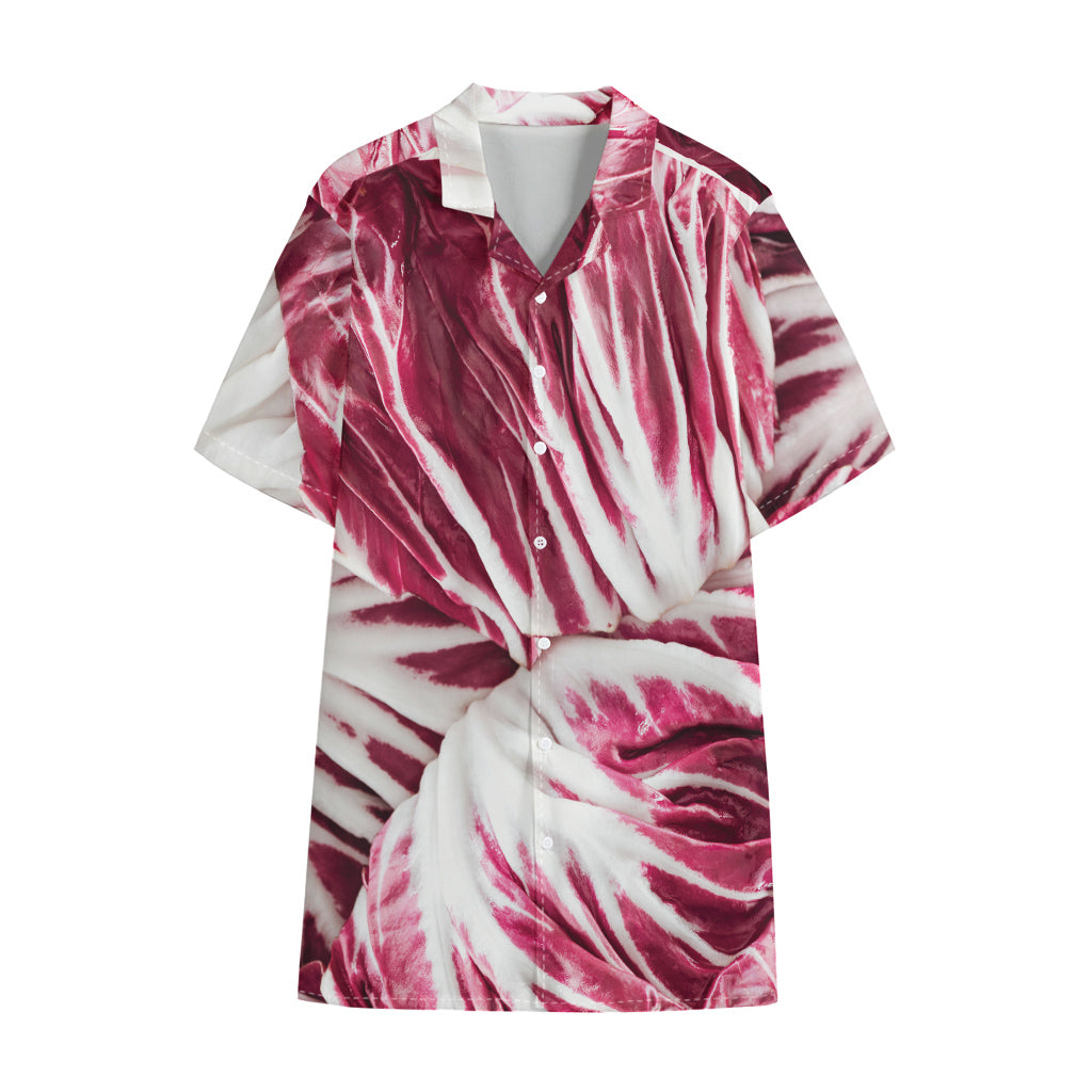 Red Cabbage Leaves Print Cotton Hawaiian Shirt