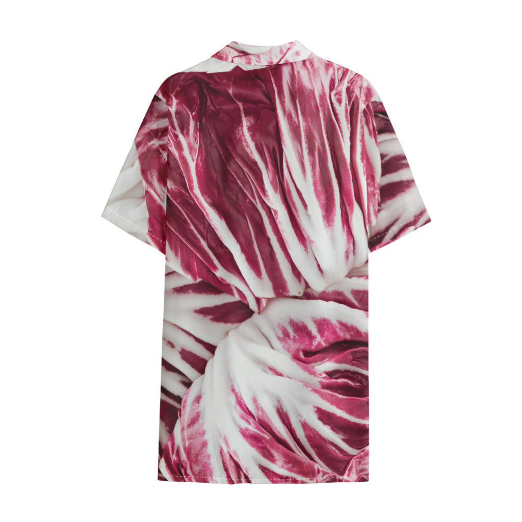 Red Cabbage Leaves Print Cotton Hawaiian Shirt
