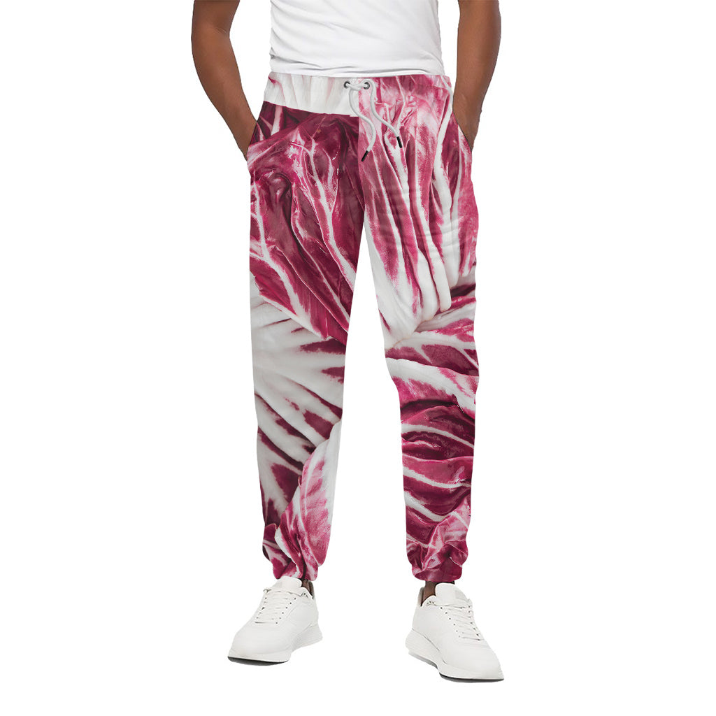 Red Cabbage Leaves Print Cotton Pants
