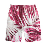 Red Cabbage Leaves Print Cotton Shorts
