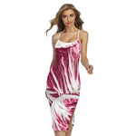 Red Cabbage Leaves Print Cross Back Cami Dress