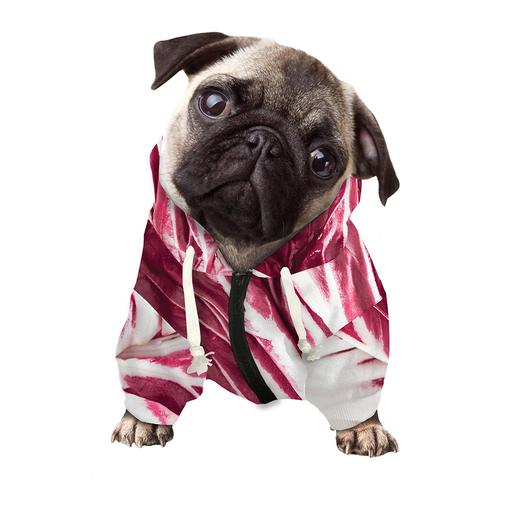 Red Cabbage Leaves Print Dog Zip Up Hoodie