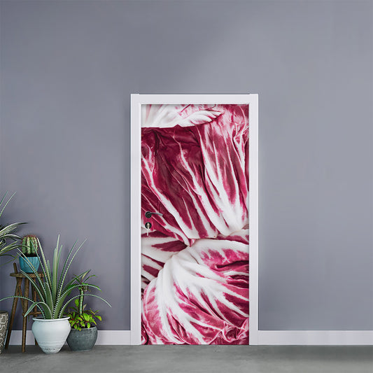 Red Cabbage Leaves Print Door Sticker