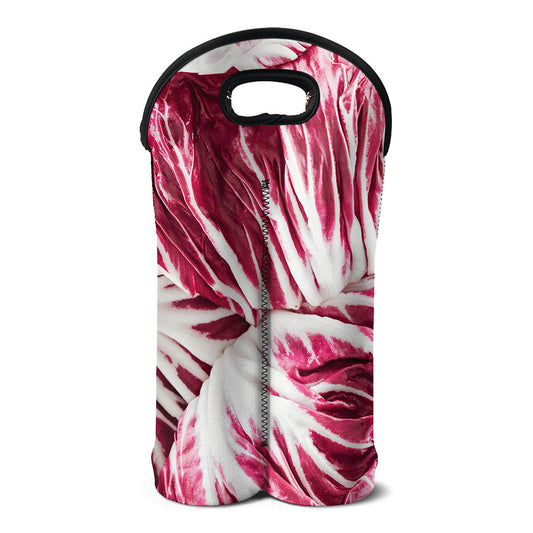 Red Cabbage Leaves Print Double Neoprene Wine Tote