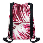 Red Cabbage Leaves Print Drawstring Backpack
