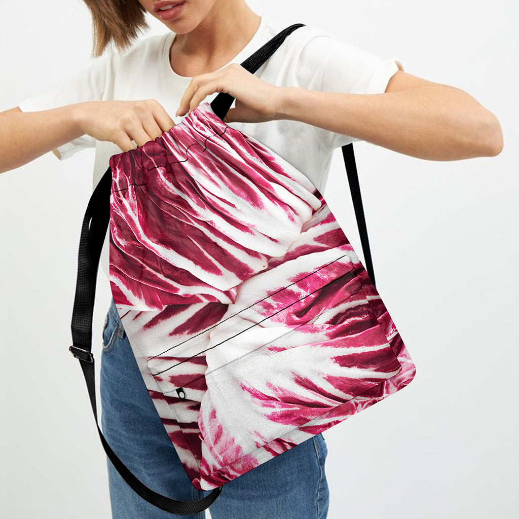 Red Cabbage Leaves Print Drawstring Backpack