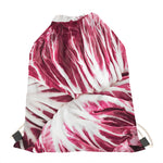 Red Cabbage Leaves Print Drawstring Bag