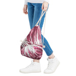 Red Cabbage Leaves Print Drawstring Bag