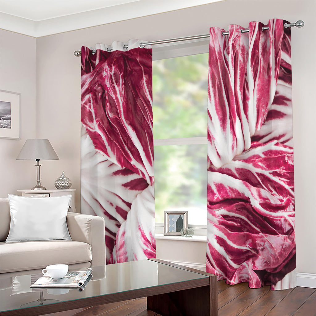 Red Cabbage Leaves Print Extra Wide Grommet Curtains