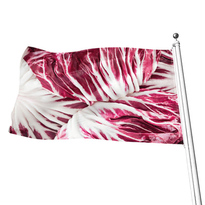 Red Cabbage Leaves Print Flag