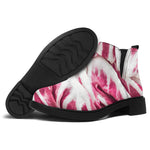 Red Cabbage Leaves Print Flat Ankle Boots