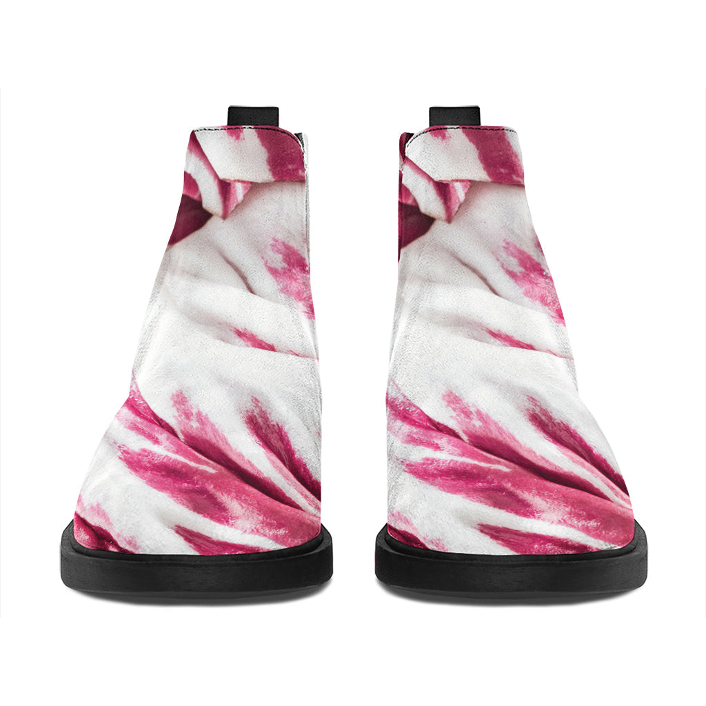 Red Cabbage Leaves Print Flat Ankle Boots