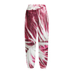 Red Cabbage Leaves Print Fleece Lined Knit Pants
