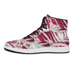 Red Cabbage Leaves Print High Top Leather Sneakers