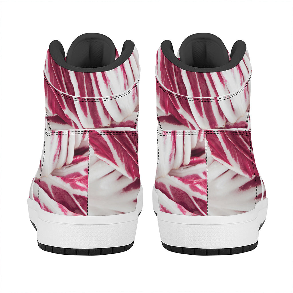 Red Cabbage Leaves Print High Top Leather Sneakers