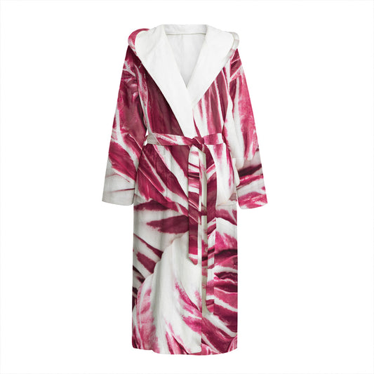 Red Cabbage Leaves Print Hooded Bathrobe
