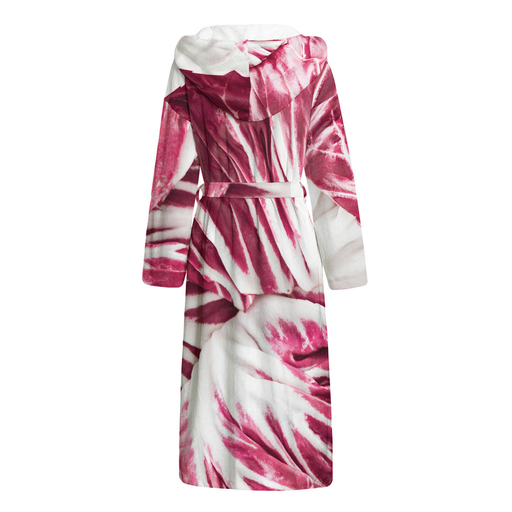 Red Cabbage Leaves Print Hooded Bathrobe