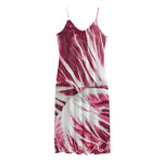 Red Cabbage Leaves Print Jersey Midi Cami Dress