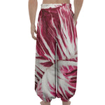 Red Cabbage Leaves Print Lantern Pants