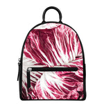 Red Cabbage Leaves Print Leather Backpack