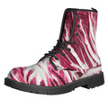 Red Cabbage Leaves Print Lace-Up Boots