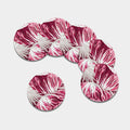 Red Cabbage Leaves Print Leather Coaster Set