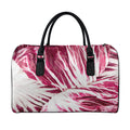 Red Cabbage Leaves Print Leather Duffel Bag