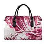 Red Cabbage Leaves Print Leather Duffle Bag