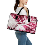 Red Cabbage Leaves Print Leather Duffle Bag