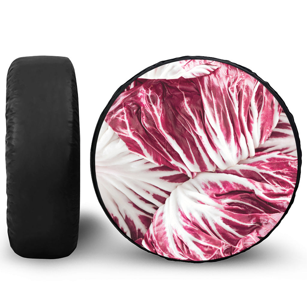 Red Cabbage Leaves Print Leather Spare Tire Cover