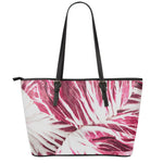 Red Cabbage Leaves Print Leather Tote Bag
