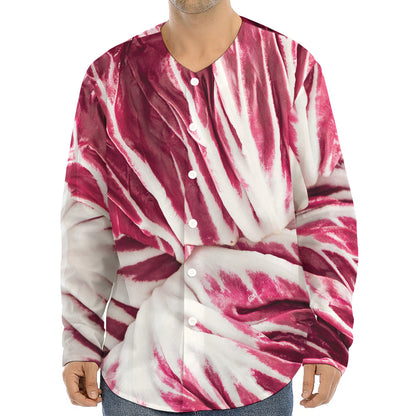 Red Cabbage Leaves Print Long Sleeve Baseball Jersey
