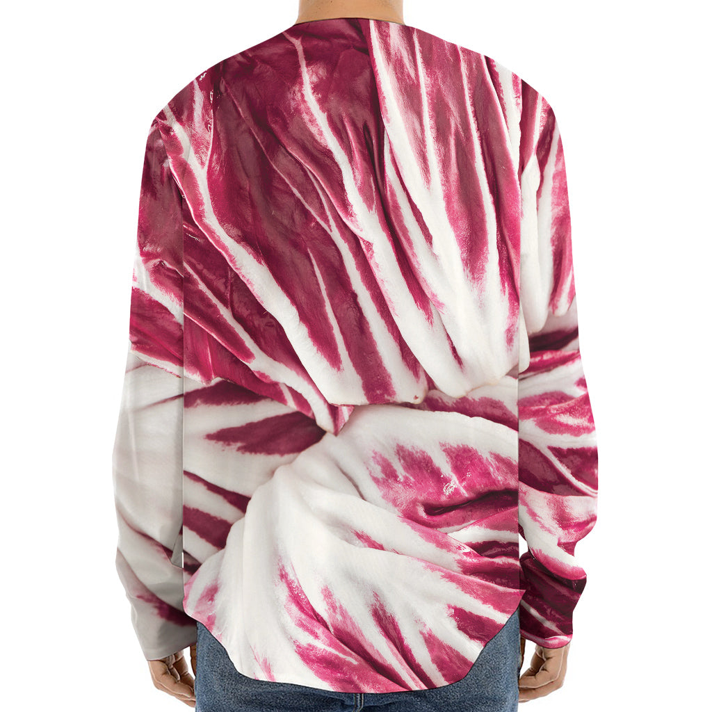 Red Cabbage Leaves Print Long Sleeve Baseball Jersey