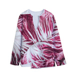 Red Cabbage Leaves Print Long Sleeve Short Coat