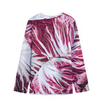 Red Cabbage Leaves Print Long Sleeve Short Coat