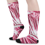 Red Cabbage Leaves Print Long Socks