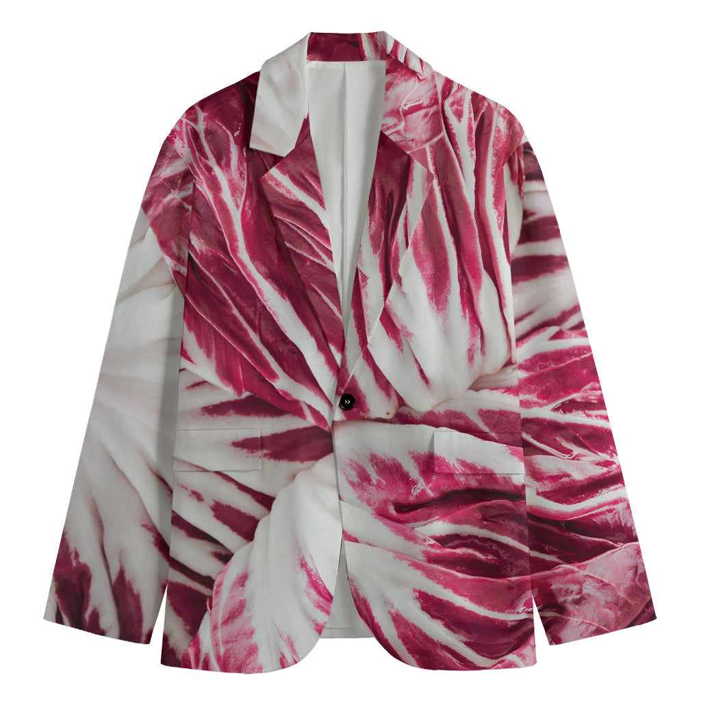 Red Cabbage Leaves Print Men's Blazer